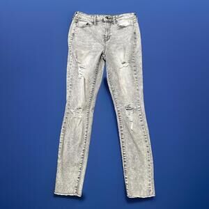 SO Jeans Woman’s Size 7/28W Denim Acid‎ Wash Distressed 28x26